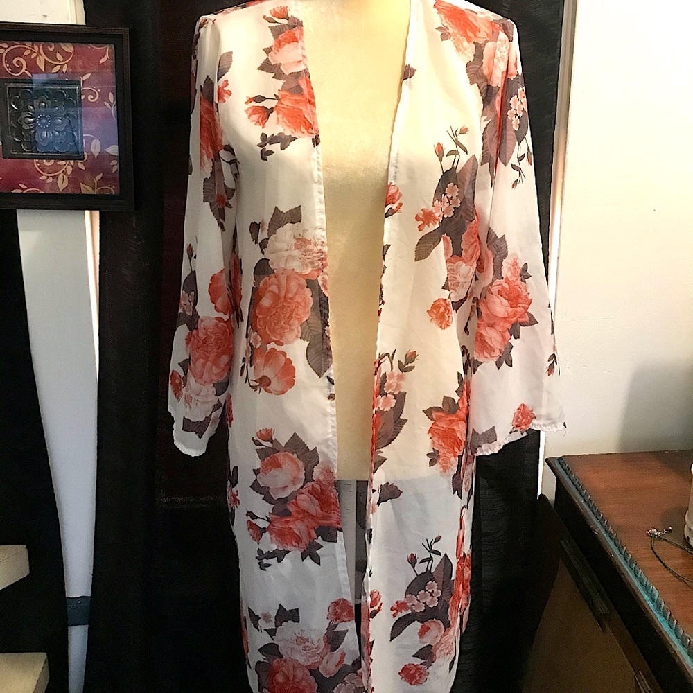 Women’s Flowered Kimono Duster One Size